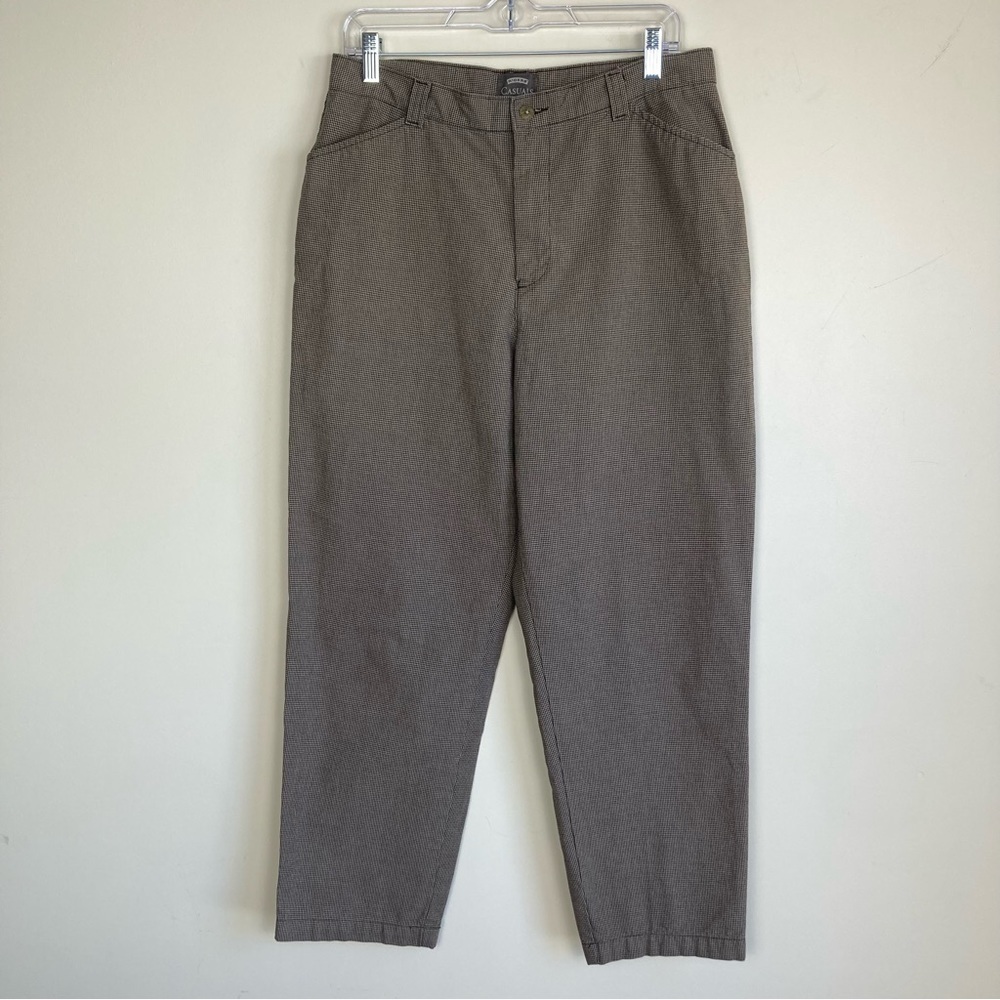 Vtg ‘90s Rider’s Micro Houndstooth High Waisted Casual Pants Brown/Tan Sz 12/ 14